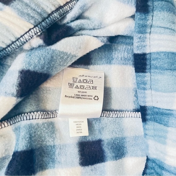 Club Room fleece pajama pants plaid elastic adjustable strap blue white Men L - Picture 9 of 11